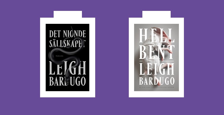 Omslag till böckerna "Det nionde sällskapet" och "Hell Bent" av Leigh Bardugo. Modernista och Gollancz.