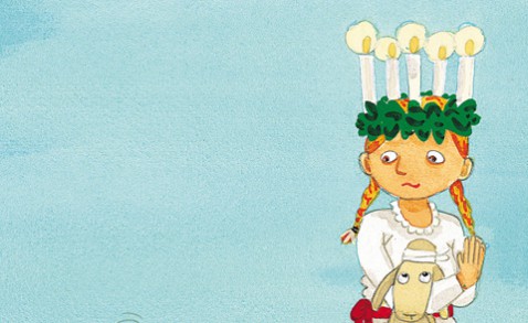 Detalj ur omslaget till "Ärtan går luciatåg". Natur och kultur.